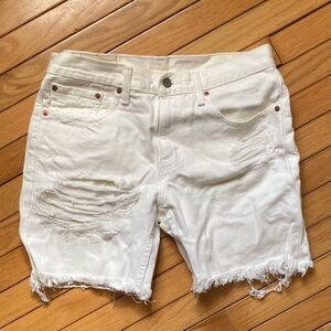 Levi's White Distressed Jean Shorts